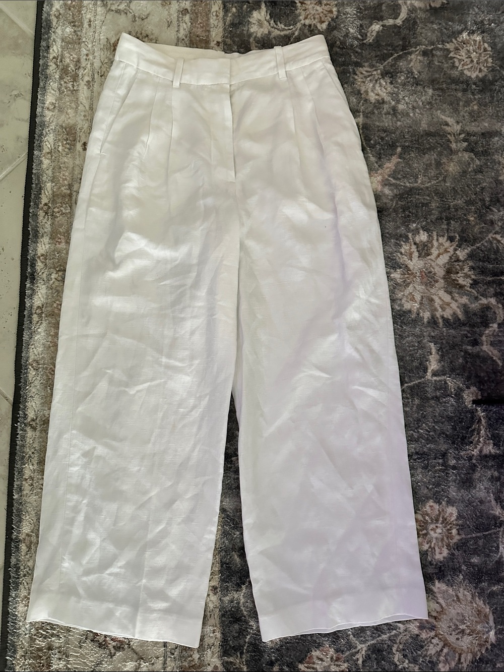 Aritzia Wilfred White High-Waist Wide-Leg Trousers